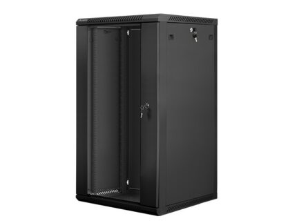 Szafa instalacyjna wisząca 19 cali 22U 600X600mm czarna (drzwi szklane)
