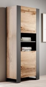 WOOD bookcase 65x40x170 5 oak wotan + anthracite - Image 2