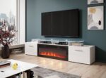 RTV cabinet ROVA with electric fireplace 190x37x48 white/gloss white - Image 3