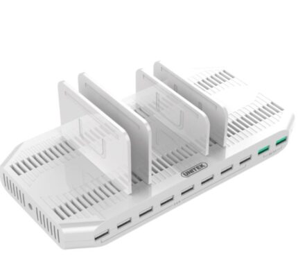 Unitek Charging Stand with 10 USB-A Ports 96W Quick Charge 3.0 in White color (Y-2190A)
