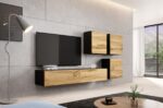 TV Stand Vigo 180 Black Wotan Oak L180xD30xH40cm - Image 4