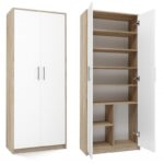 Oliv Office Storage Chipboard Cabinet Sonoma/White L74xW35xH180cm - Image 2