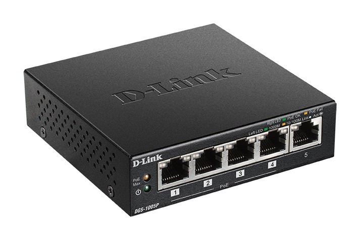 698049_1381714.jpeg D-Link DGS-1005P Unmanaged L2 PoE+ Switch with 5 Gigabit (1Gbps) Ethernet Ports - Image 1