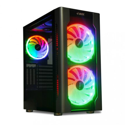iBox Chiron ZH68 Gaming Midi Tower Computer Case with Side Window and RGB Lighting Black