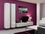 Vigo 180 Wall Living Room Display Cabinet made of Particleboard with Glass White / White Gloss 40x30x180cm - Image 4