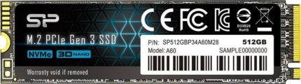 Silicon Power PCIe Gen3×4 P34A60 SSD 512GB M.2 Type with PCI Express 3.0 Connection SP512GBP34A60M28