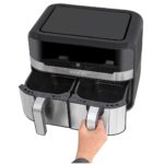Heinrich‘’s HFR 8214 Double hot air fryer 2 x 4.5 l = 9.0 l 1300-2400 W Black - Silver - Image 3