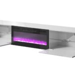 RTV cabinet SLIDE 200K with electric fireplace 200x40x37 cm all in gloss white