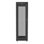 Szafa instalacyjna rack stojąca 19 42U 600x800 czarna, drzwi perforowane lcd (flat pack)