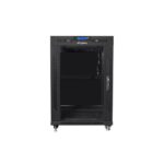 Szafa instalacyjna Rack stojąca 19 15U 600X600 czarna, drzwi sklane (flat pack)