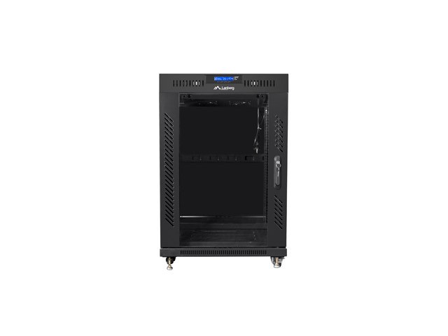790097_1569281.jpeg Szafa instalacyjna Rack stojąca 19 15U 600X600 czarna, drzwi sklane (flat pack) - Image 1