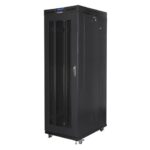 Szafa instalacyjna rack stojąca 19 cali 37U 800x1000 czarna drzwi perforowane LCD ( Flat pack)