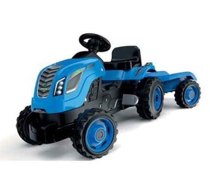 Kids Foot-to-Floor Ride On Tractor with Trailer & Pedal Farmer XL Blue