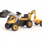 Kids Foot-to-Floor Bulldozer with Trailer & Pedal Builder Max Yellow