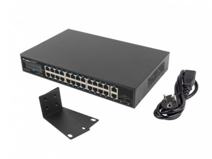 Lanberg RSGE-24P-2GE-2S-250 Unmanaged L2 PoE+ Switch with 24 Gigabit (1Gbps) Ethernet Ports and 2 SFP Ports