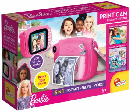 Lisciani Giochi Barbie Print Camera Instant Photos Children's Camera with Thermal Printing Optical Zoom 25x Pink