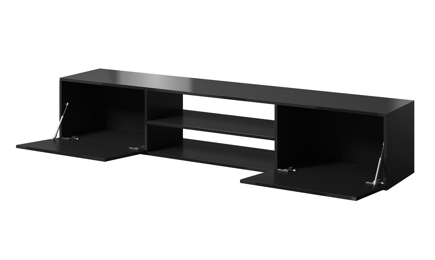 RTV cabinet SLIDE 200K 200x40x37 cm all in gloss black - Image 1