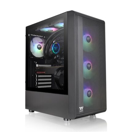 Thermaltake S200 TG Gaming Midi Tower Computer Case with Side Window and RGB Lighting Black