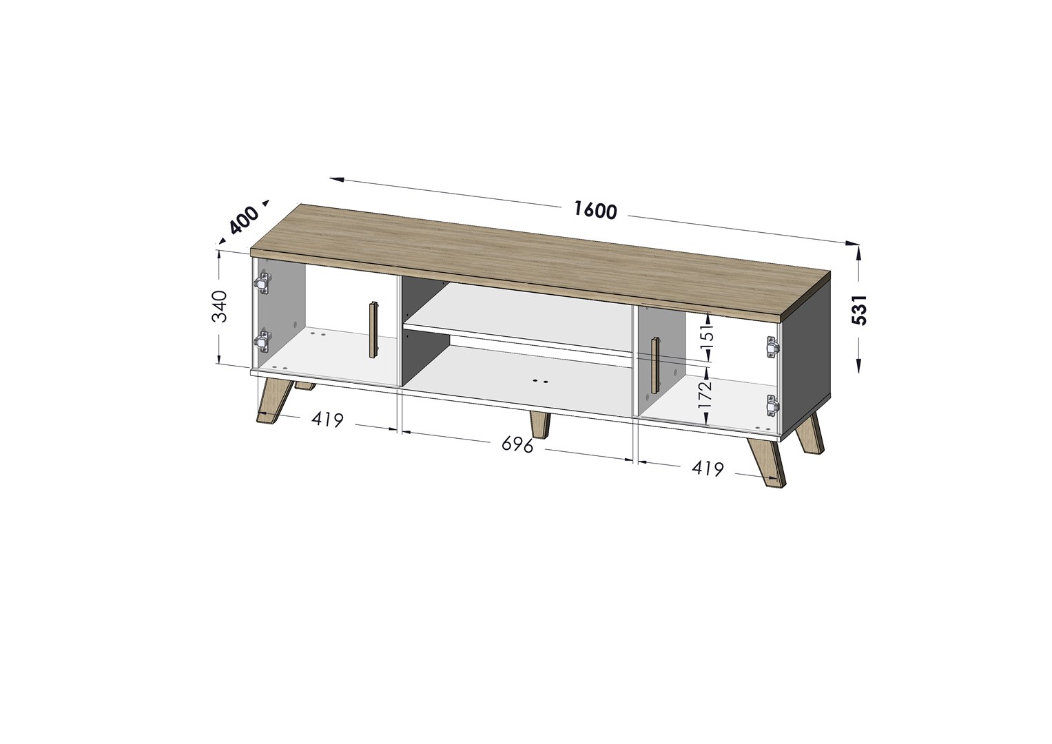 Cama TV stand LOTTA 160 2D2K white/sonoma - Image 1