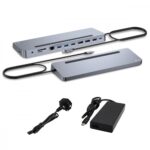 i-tec USB-C Docking Station with HDMI/DisplayPort 4K PD Ethernet and Support for 3 Monitors Gray (C31FLAT2PDPRO)