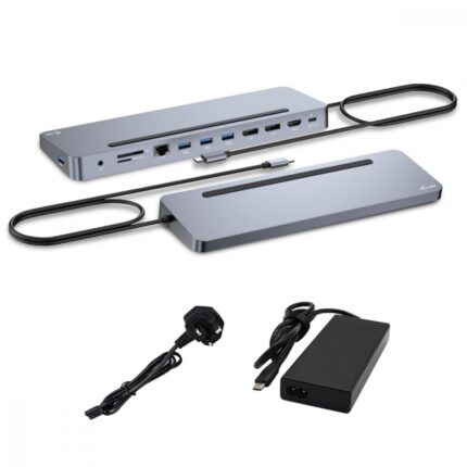 i-tec USB-C Docking Station with HDMI/DisplayPort 4K PD Ethernet and Support for 3 Monitors Gray (C31FLAT2PDPRO)