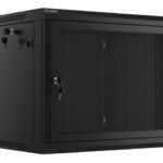 Szafa wisząca 19 cali 9U 600x450 drzwi perforowane (flat pack) czarna