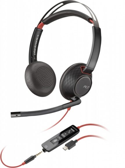 Poly Blackwire 5220 On Ear Multimedia Headphone with Microphone USB-C