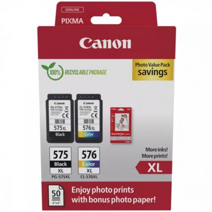 Canon PG-575 / CL-576 XL Original Photo Value Pack with 2 InkJet Printer Inks Black / Multiple (Color) (5437C006)