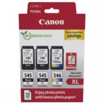 Canon PG-545 XL x2 / CL-546 XL Original Photo Value Pack with 3 InkJet Printer Inks Photo Black / Multiple (Color) (8286B015)