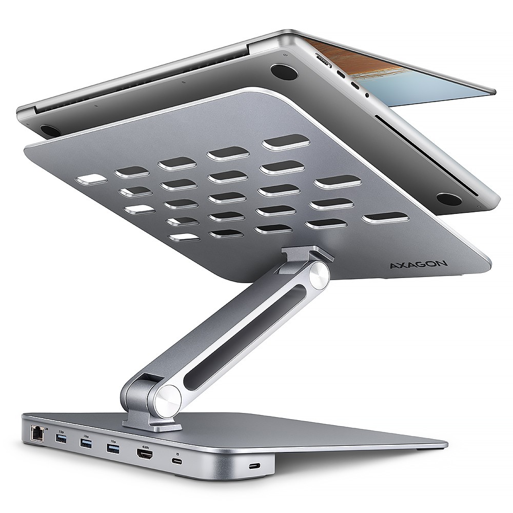 906920_1980721.jpeg Axagon USB-C Docking Station with HDMI 4K PD Ethernet Silver (HMC-STND) - Image 1