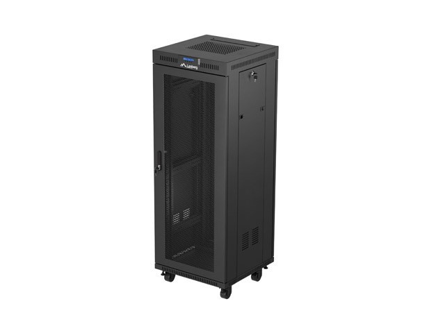 965311_1995494.jpeg Szafa instalacyjna rack stojąca 19 cali 32U 600x600 drzwi perforowane LCD czarna (Flat pack) - Image 1