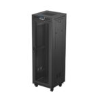Szafa instalacyjna rack stojąca 19 cali 37U 600x600 drzwi perforowane LCD czarna (Flat pack)