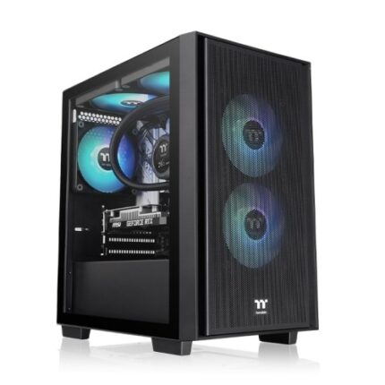Thermaltake Versa H16 TG ARGB Gaming Micro Tower Computer Case with Side Window Black