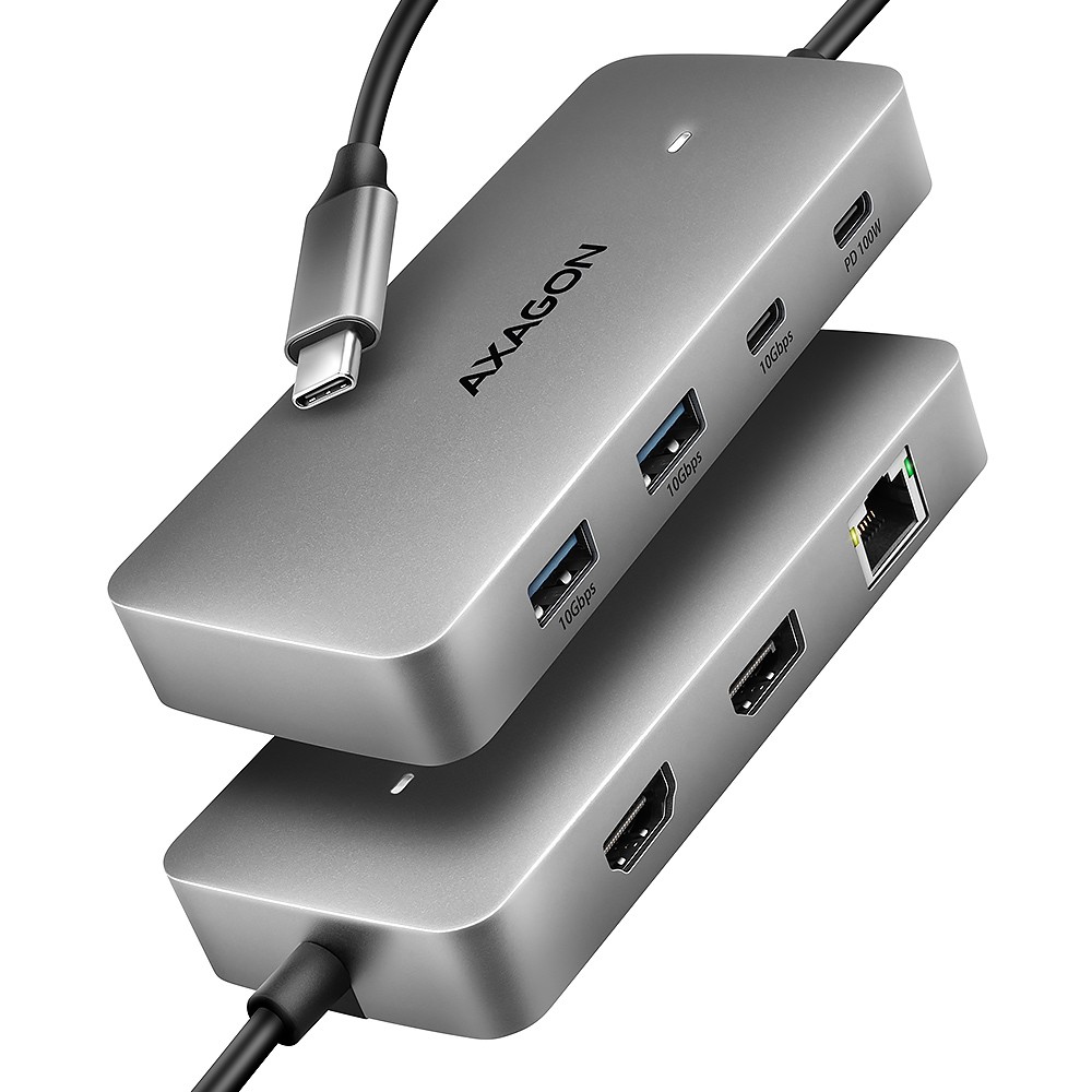 989848_2092193.jpeg Axagon USB-C Docking Station with HDMI 4K PD Ethernet Gray (HMC-CUB83X2) - Image 1
