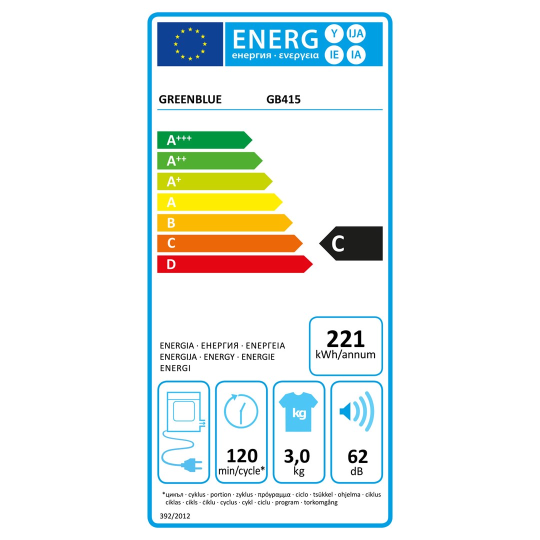 GreenBlue electric tumble dryer for clothes 3kg load GB415 GR - Image 1