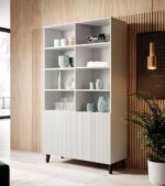 Pafos Floor-standing Living Room Display Cabinet made of Particleboard with Glass White 100x40x176cm - Image 2