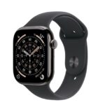Watch Series 11 GPS + Cellular, koperta 42 mm z tytanu w kolorze łupku, pasek sportowy w kolorze czarnym - rozmiar M/L
