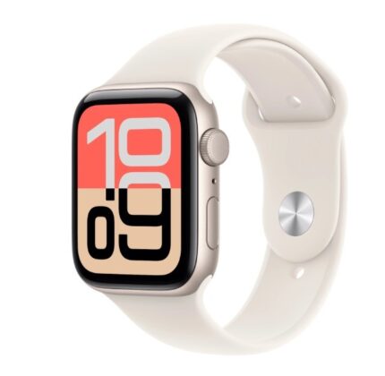 Watch SE 3 GPS+Cellular koperta 44 mm z aluminium w kolorze księżycowej poświaty, pasek sportowy w kolorze księżycowej poświaty - rozmiar M/L