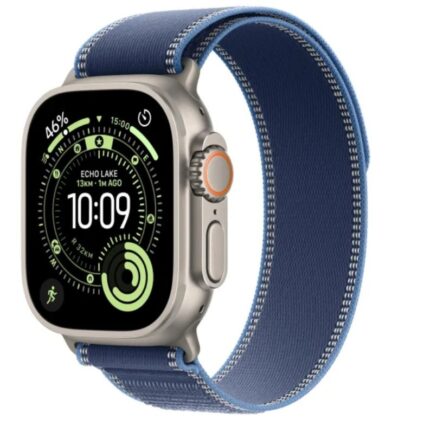 Watch Ultra 3 GPS + Cellular, koperta 49 mm z tytanu w kolorze naturalnym, opaska Trail w kolorze niebieskim/jaskrawoniebieskim - rozmiar S/M
