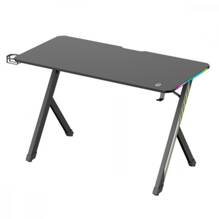 Γραφείο Gaming Rs102 Ξύλινο Μαύρο με LED & USB θύρες 120x60x75εκ.