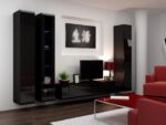 TV Stand Vigo 180 Black / Black Gloss M180xD30xH40cm - Image 2