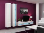 Vigo New Wall Living Room Display Cabinet made of Particleboard with Glass & Lighting White / White Gloss 40x30x180cm - Image 8