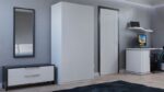 Double Door Wardrobe White 90x50x180cm - Image 4