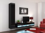 TV Stand Cama with LED Lighting Black L180xW30xH40cm - Image 2