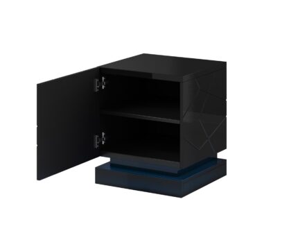 QIU bedside table 2 pcs. 46x41.5x53 cm black gloss/black gloss