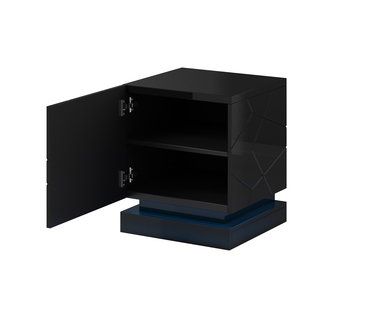 QIU bedside table 2 pcs. 46x41.5x53 cm black gloss/black gloss - Image 1