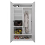 Double Door Wardrobe White 90x50x180cm - Image 3
