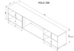 RTV cabinet POLO 200x33x50.5 white + fireplace black - Image 3
