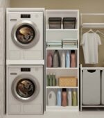 POLA TWIN WHITE WASHING MACHINE AND DRYER CABINET - Image 6