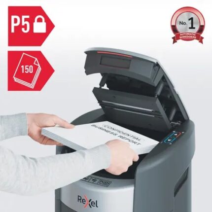 Rexel ShredMax AutoFeed+ 150M automatic paper shredder  P5  150 sheets  15-litre waste bin